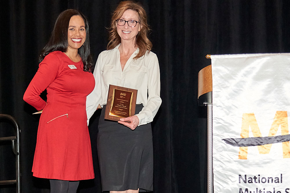 Nurse practitioner and UVA Nursing DNP student Susan Stuart is honored by MS Society fore her work focusing on education programs for the newly diagnosed.