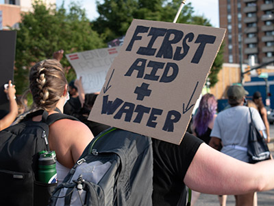 First aid and water, Richmond protests and Black Lives Matter march
