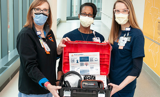 UVA Health's Resiliency Toolbox creators nurses Nancy Farish, Jeanne Webb-Jones, and Jane Muir (PhD student)