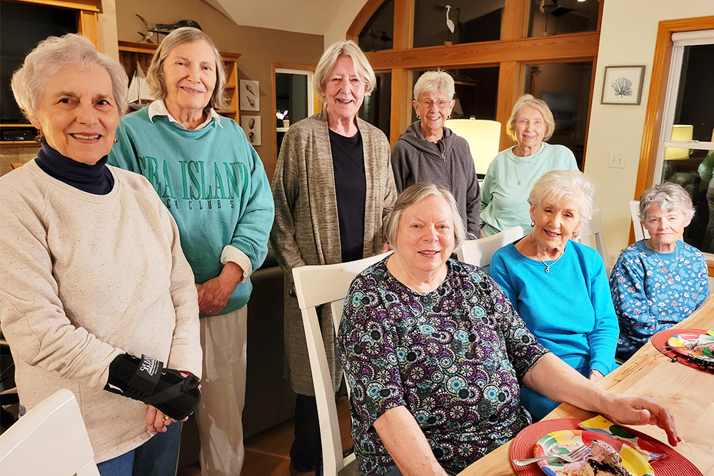 Members of the BSN Class of 1960 gathered at the Outer Banks, NC, in summer 2022, as they do each year. Back row, left to right: Carmen McKinney Williams, Ruth Thompson White, Janet Youngs, Meg Reed McPherson, and Meg's friend Ann. Seated: Margie Saunders Howell, Faye Pierce Sims, and Barbara Broome Bell. PHOTO