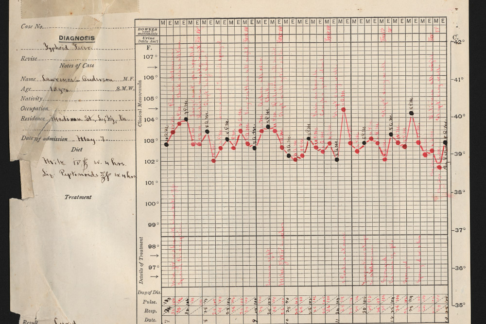 1880s fever chart from the Bjoring Center