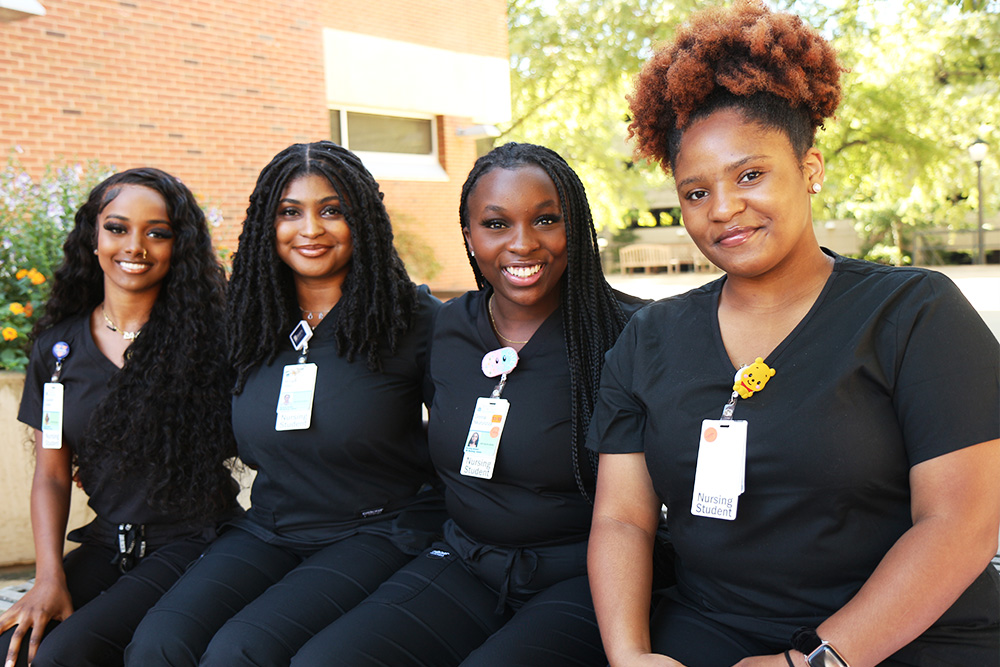 Four UVA Nursing students from the Black Student Nurses Alliance student group