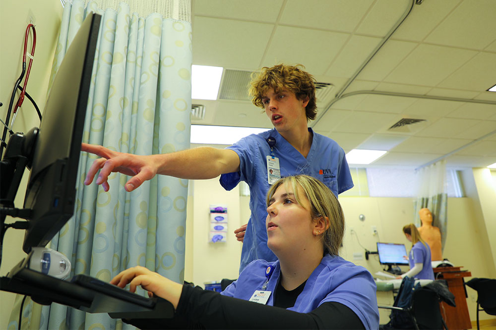 Nursing students do EPIC charting practice.