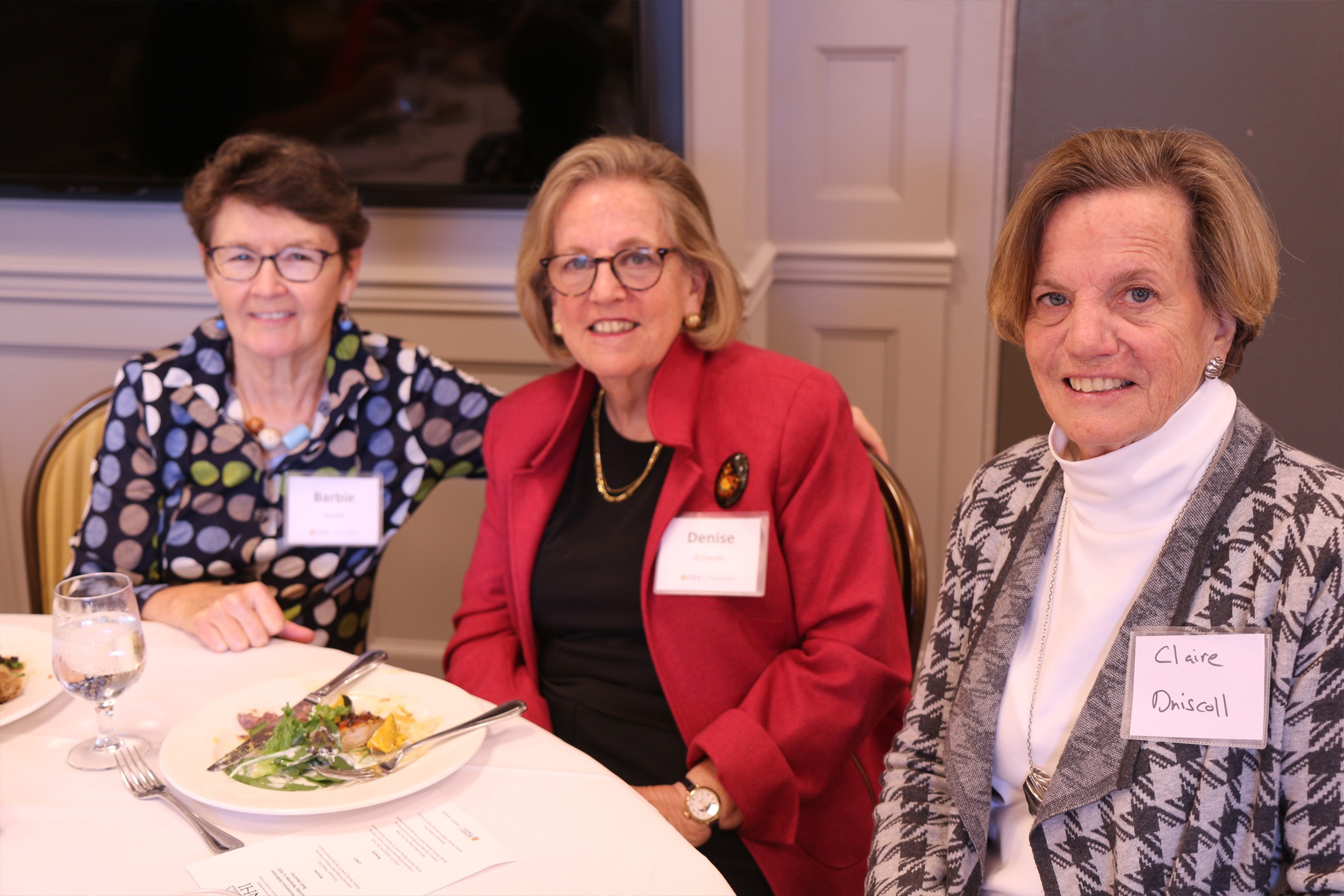 School of Nursing alumni gathered to celebrate the Bjoring Center's 30th year, including Barbie Dunn, Denise Sherer, and Claire Driscoll