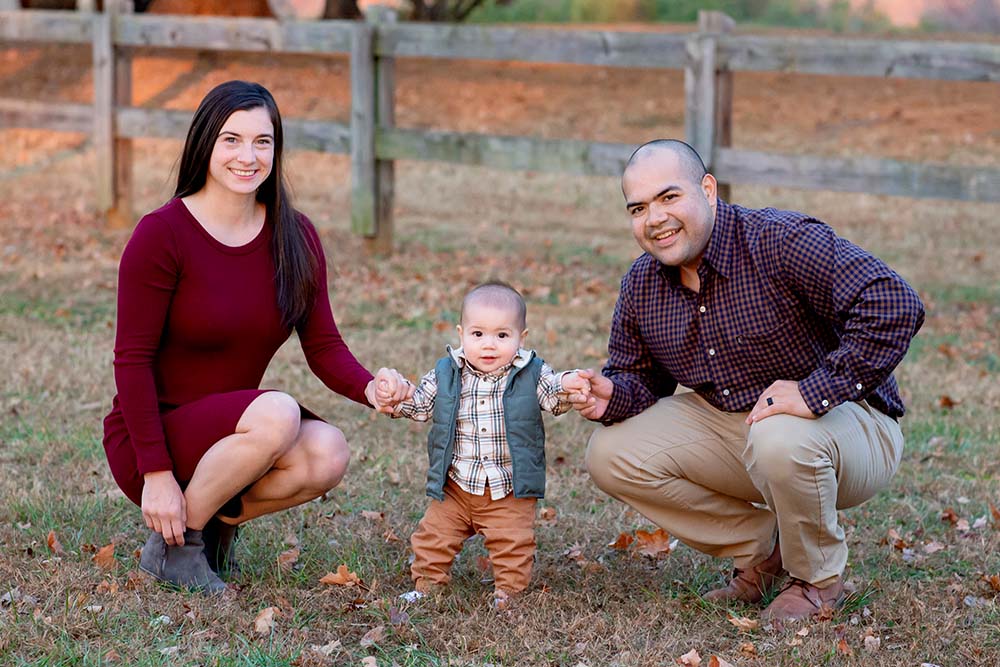 a family with a baby