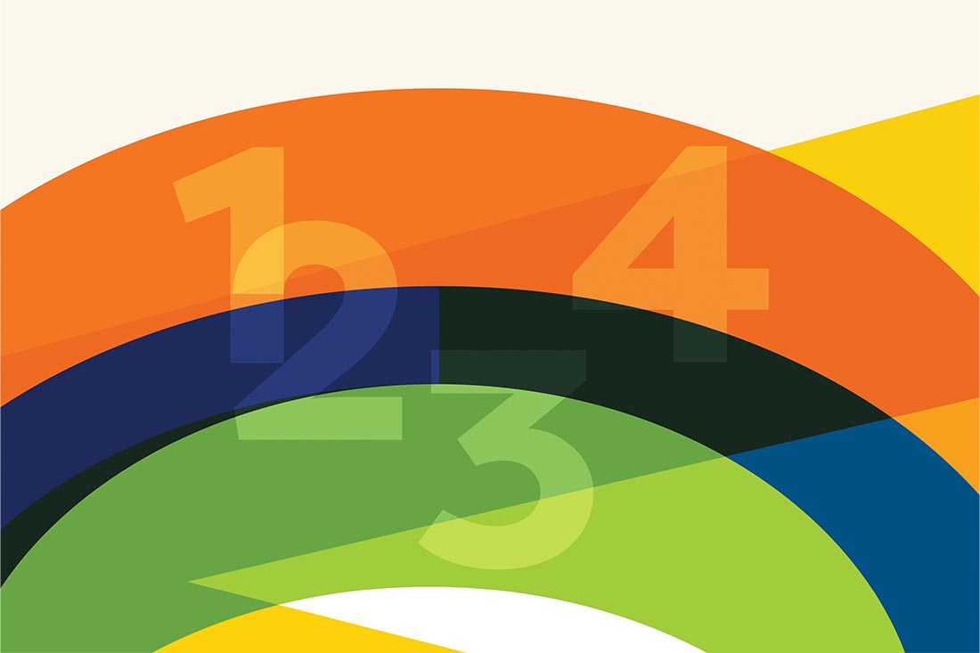 A colored graphic with numbers