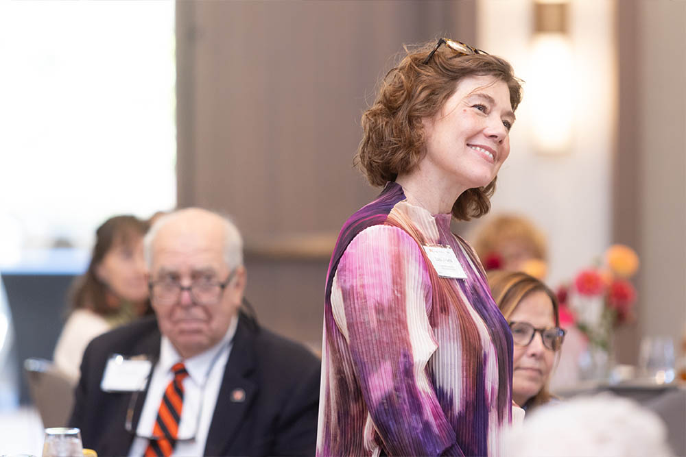 A woman being honored