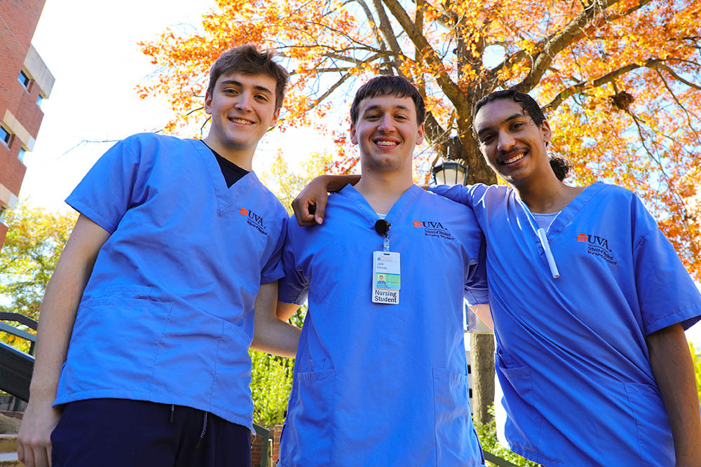 A group of three male nursing students